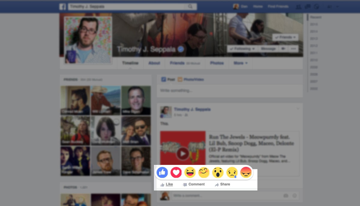 Facebook Reactions: più opzioni nel tasto Like