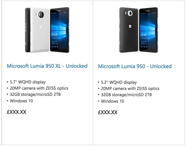 Microsoft Lumia 950 e 950 XL sullo store prima del lancio