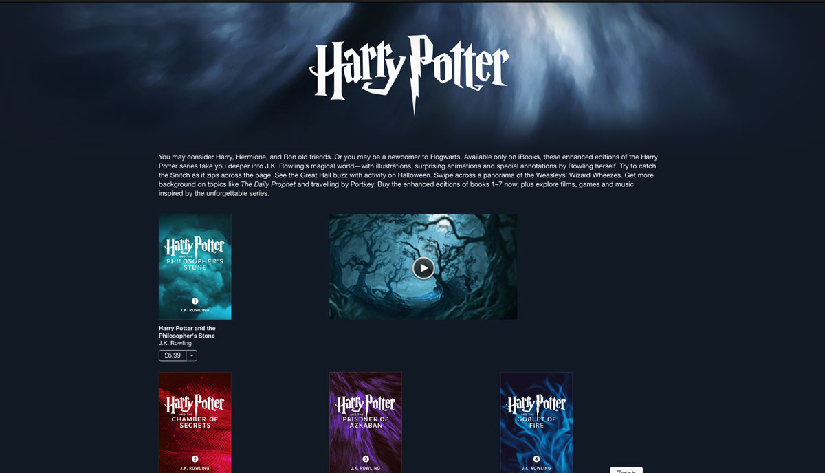 La saga di Harry Potter disponibile in esclusiva su iBooks