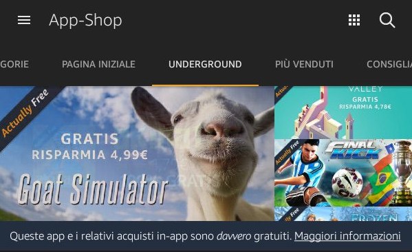 Amazon Underground anche in Italia: tante app gratis per Android