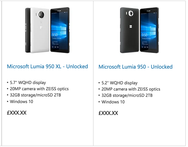 Microsoft Lumia 950 e 950 XL sullo store prima del lancio