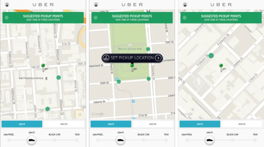 Uber testa i suggerimenti per il punto di imbarco