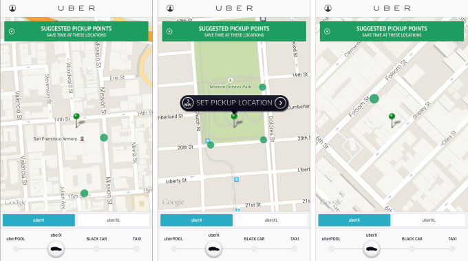 Uber testa i suggerimenti per il punto di imbarco