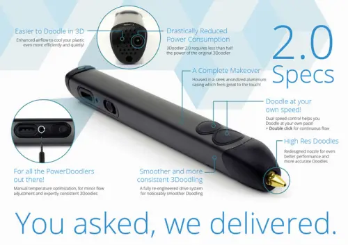 3Doodler 2.0 la nuova penna 3D che scrive nell'aria