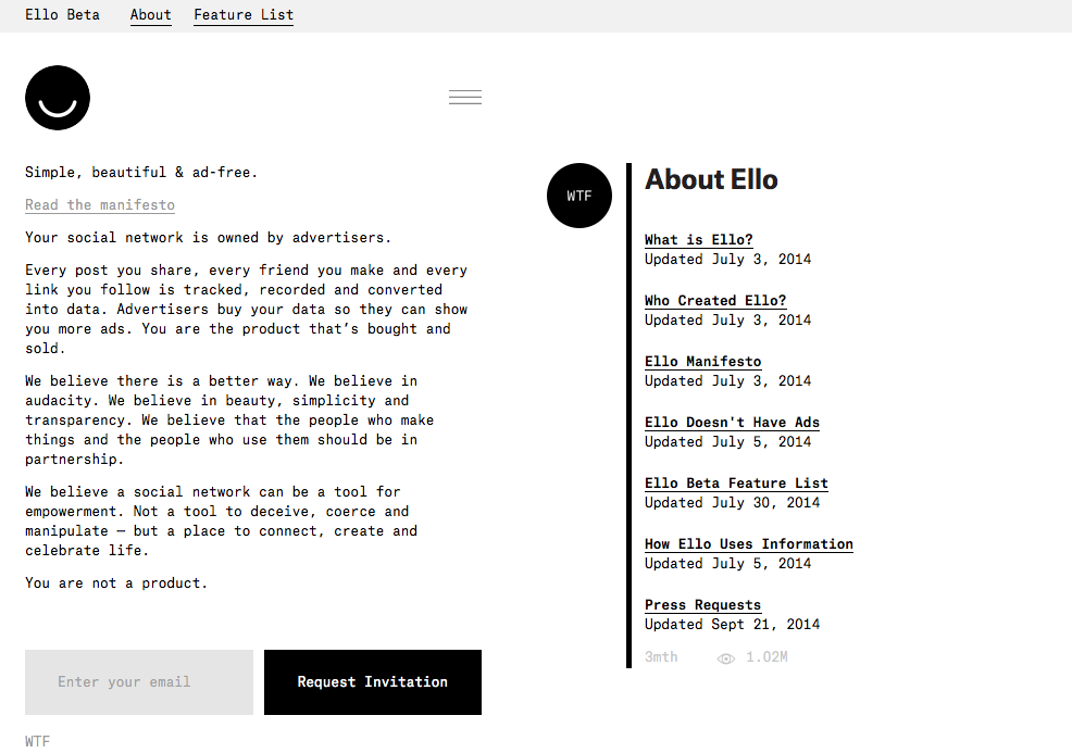 Benvenuto "Ello" l'Anti-Facebook