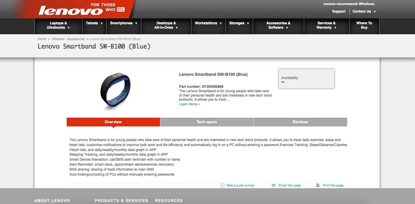 Lenovo Smartband SW-B100 è quasi ufficiale