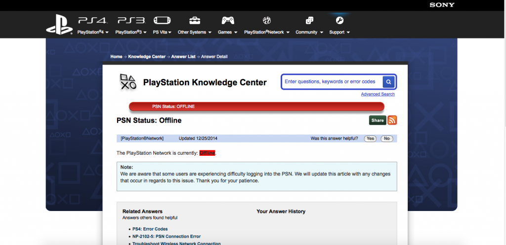 Playstation network status