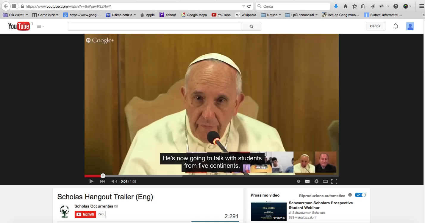 Papa Francesco risponde ai bambini disabili su Hangout