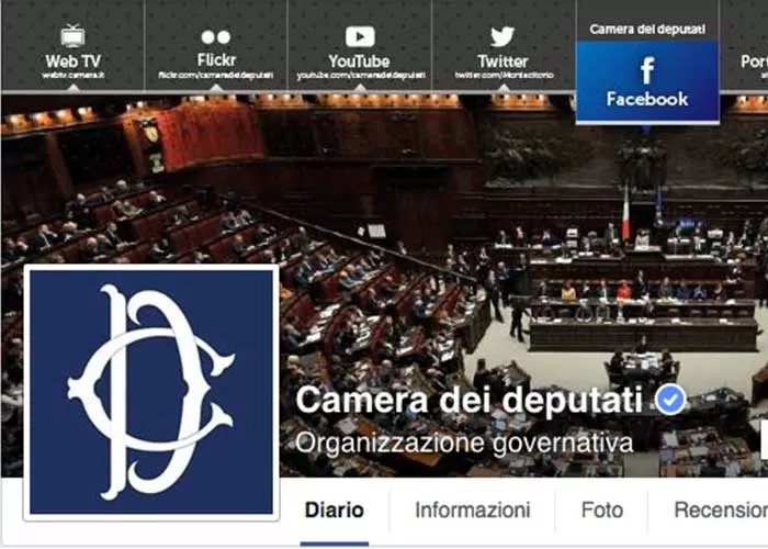 La Camera dei Deputati su Facebook