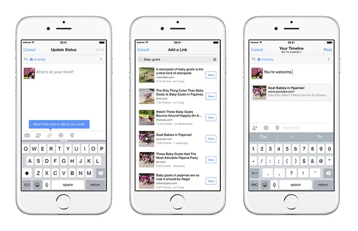 Facebook, condivisione link più semplice per iPhone