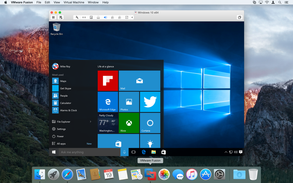 VMware Fusion pronto per far girare Windows 10 su Mac
