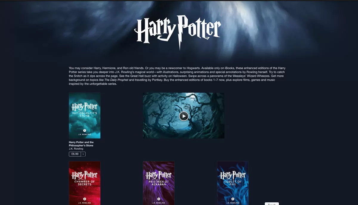La saga di Harry Potter disponibile in esclusiva su iBooks