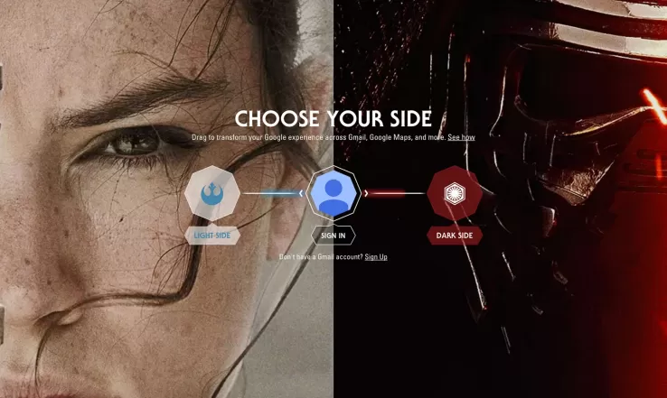 Google e Star Wars il risveglio della forza, scegli il tuo lato