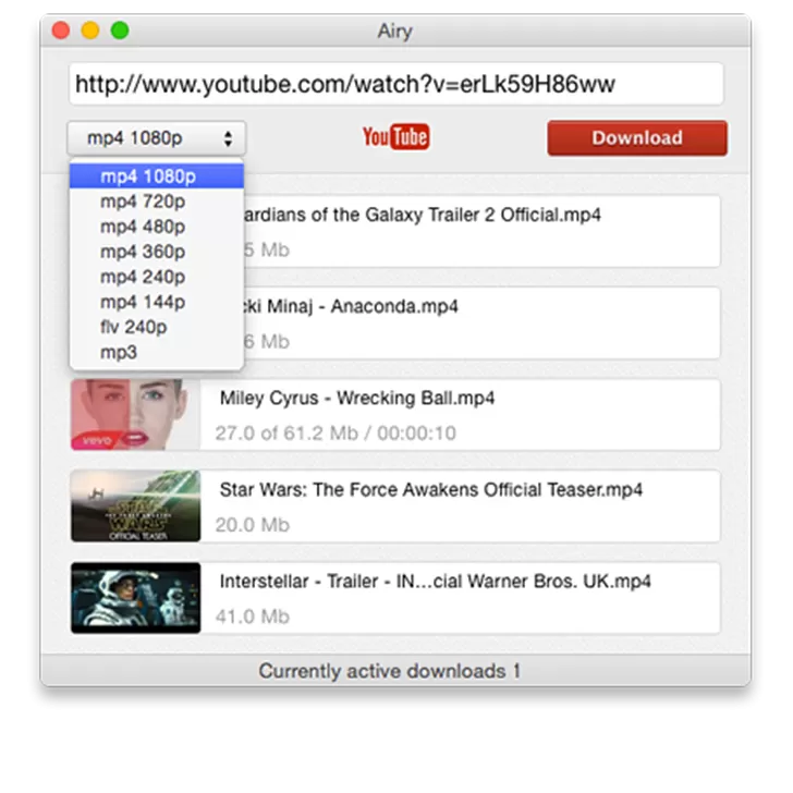 Airy, download dei video di Youtube con un click