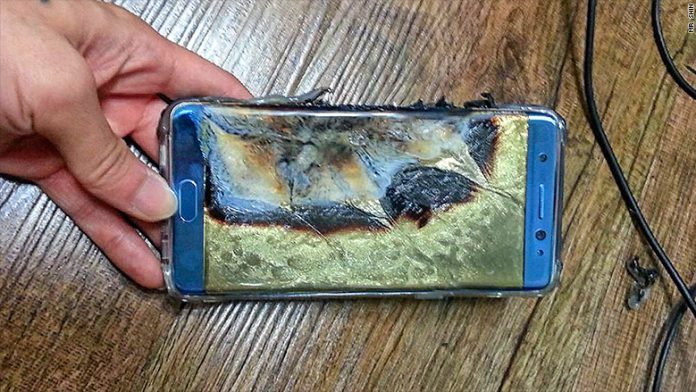 Samsung Galaxy Note 7 in fiamme