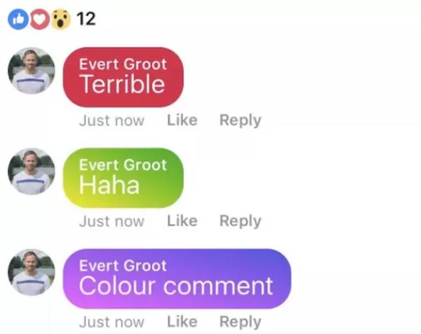 Facebook sperimenta i commenti colorati