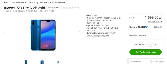 Huawei P20 Lite già in preordine: costerà 369 euro